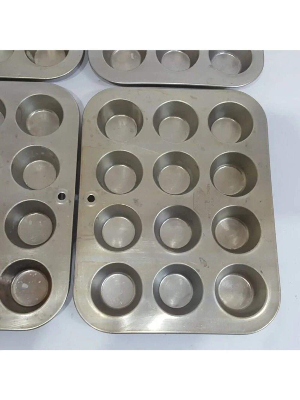 Set 4 Vint Aluminum 12 Mini Muffin Cupcake Baking Pans Foley Pastry Dessert